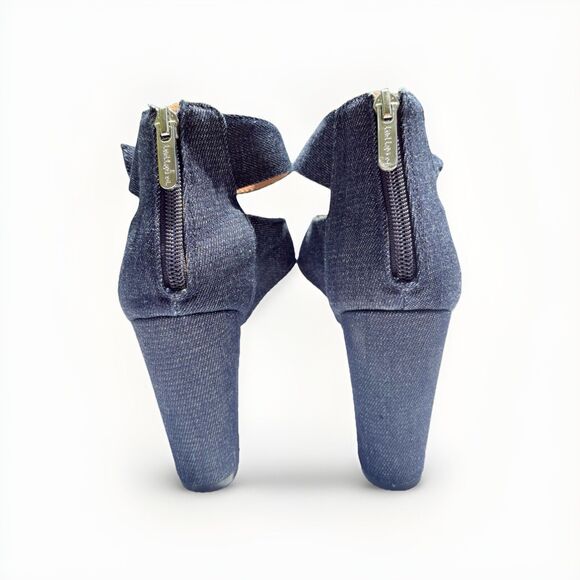 Indigo Rd Denim Bow Heel Sandals Women’s Size 7M Blue Open Toe Summer Shoes - Picture 4 of 9